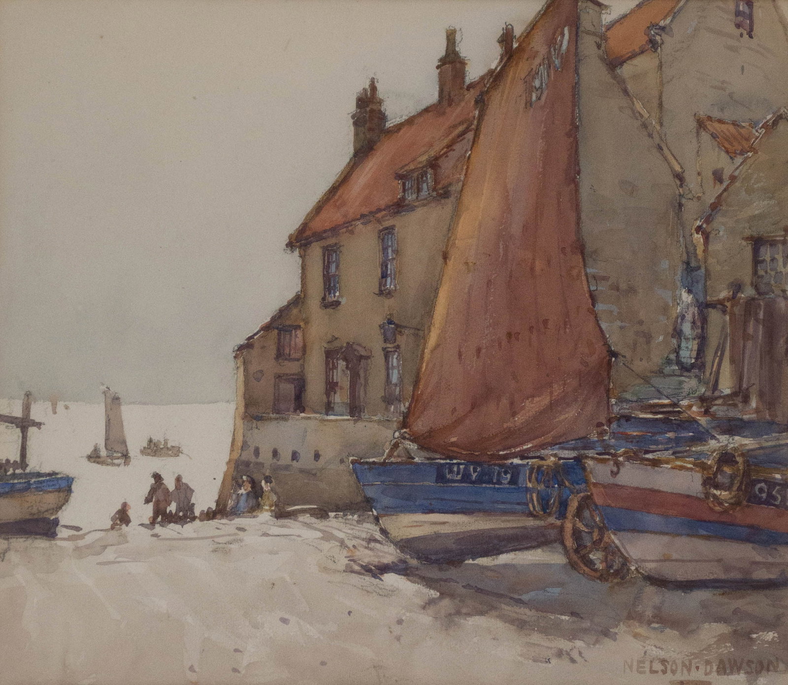 Nelson Dawson, 1859-1941, Boat Launch, Watercolor (1 of 6)