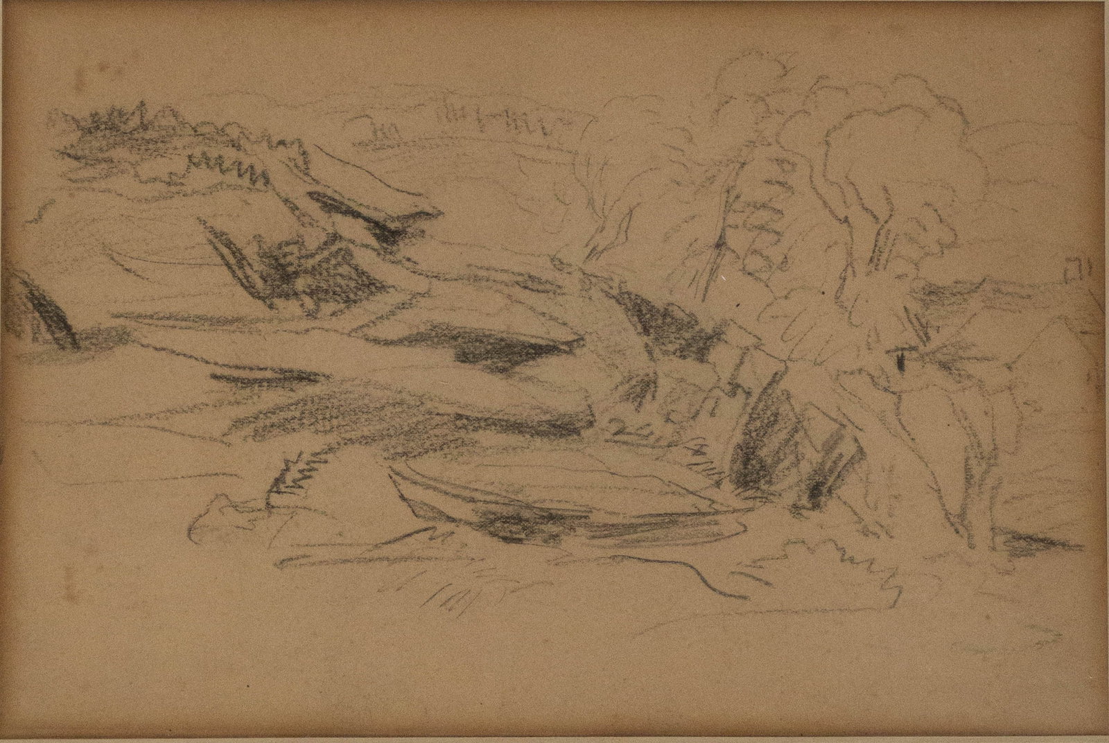 David Cox, British 1783-1859, Rocky Landscape, Black Chalk (1 of 7)