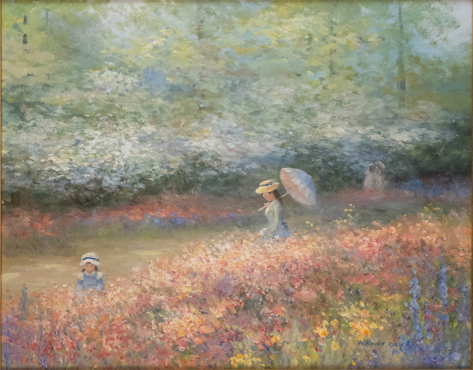 Marion Rice, 1905-1994, Girls in Field of Flowers, Oil on Canvas (1 of 6)