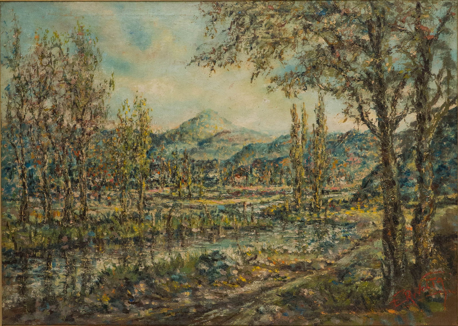 Eugenio Rivolta, Impressionistic Landscape, Oil on Canvas (1 of 7)