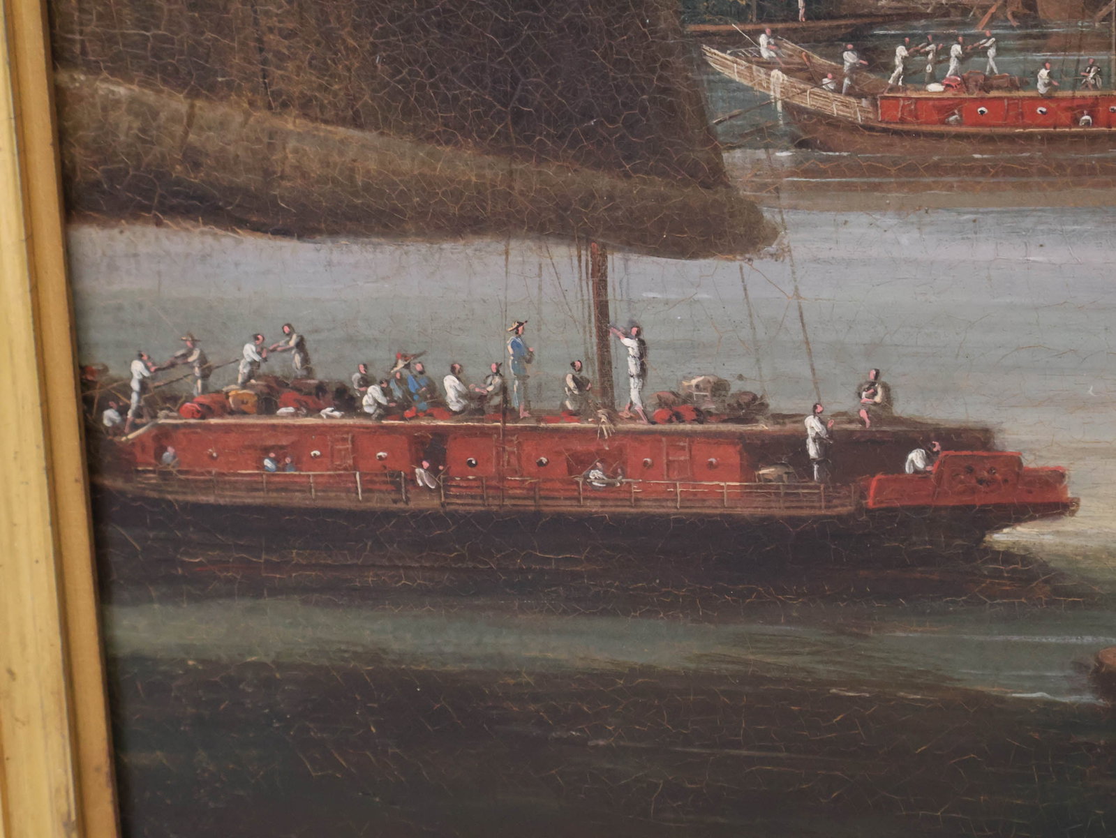 Chinese Qing Dynasty "China Trade" Hongs at Canton, Oil on Canvas - 14