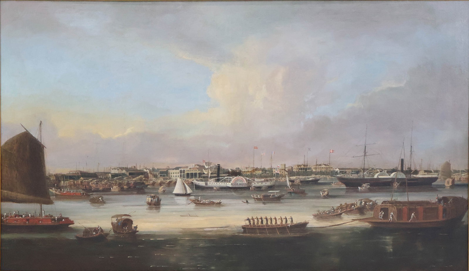 Chinese Qing Dynasty "China Trade" Hongs at Canton, Oil on Canvas (1 of 20)