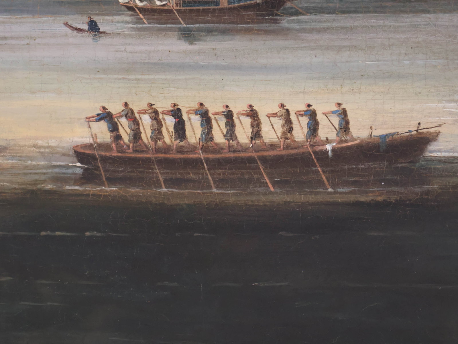 Chinese Qing Dynasty "China Trade" Hongs at Canton, Oil on Canvas - 8