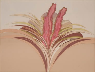 Abstract Pink Foliage, Mixed Media Cut Paper Collage