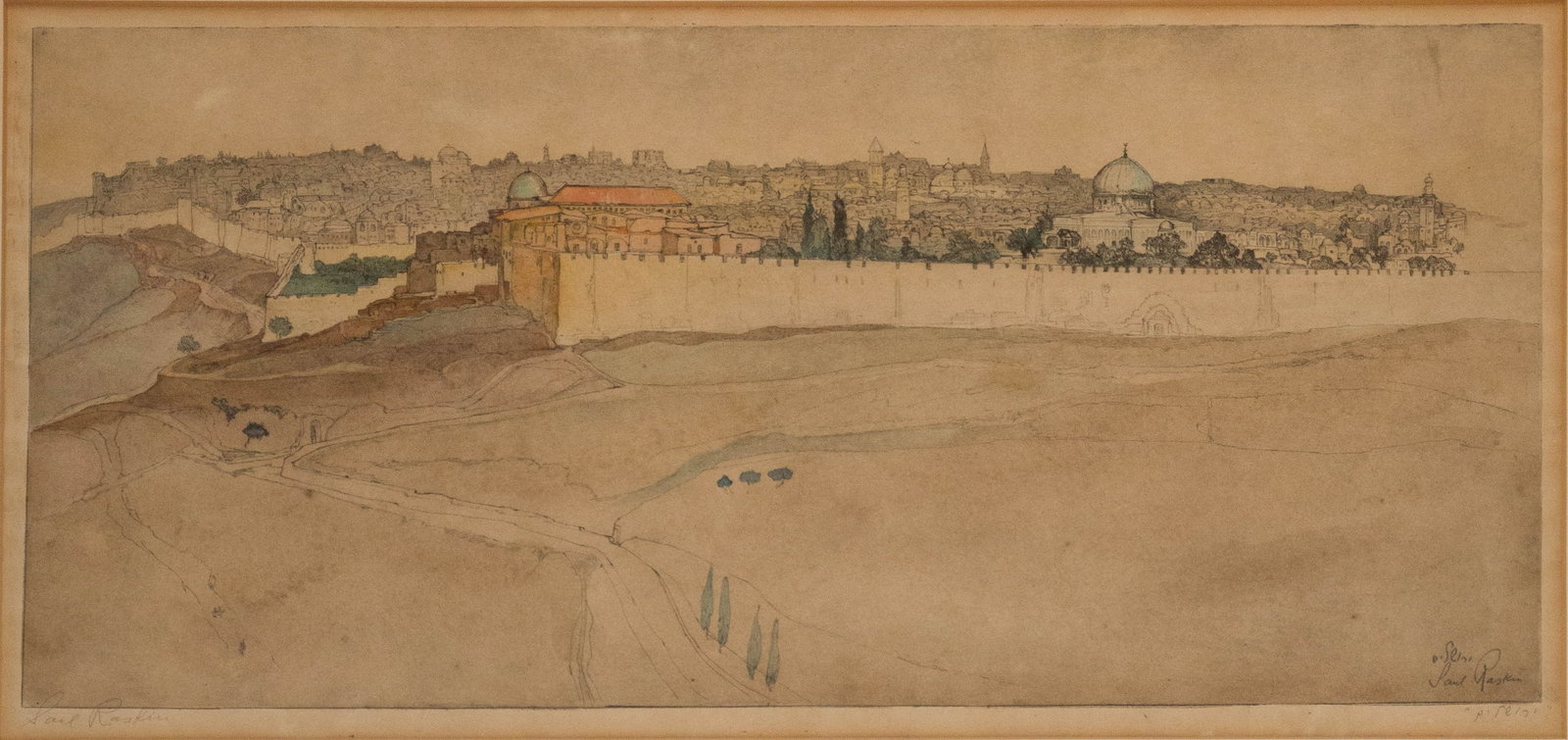 Saul Raskin, 1878-1966, Jerusalem, Watercolor, Ink on Paper (1 of 7)