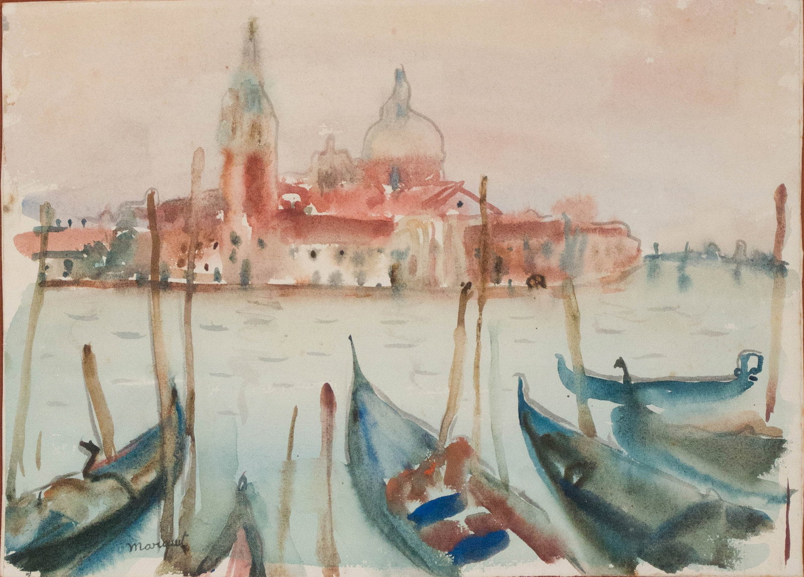 Albert Marquet, French 1875-1947, Venetian Scene, Watercolor on Paper: Albert Marquet French, 1875-1947 Venetian Scene Watercolor on Paper Signed l.l. Sight: 9 1/4 x 12 1/2 in. (23.5 x 31.8 cm.), Frame: 17 1/2 x 21 1/2 in. (44.5 x 54.6 cm.)