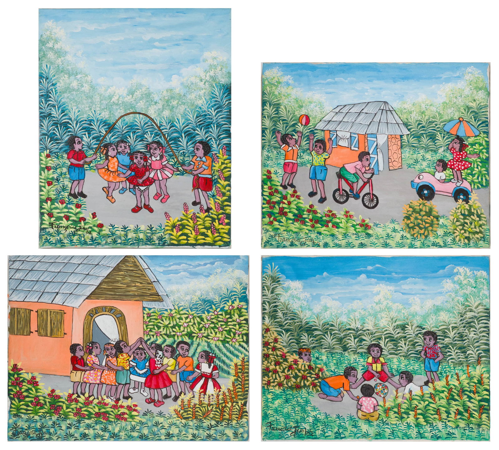 Francoise Jean, Haiti , Children Playing, Oil on Canvas (1 of 17)
