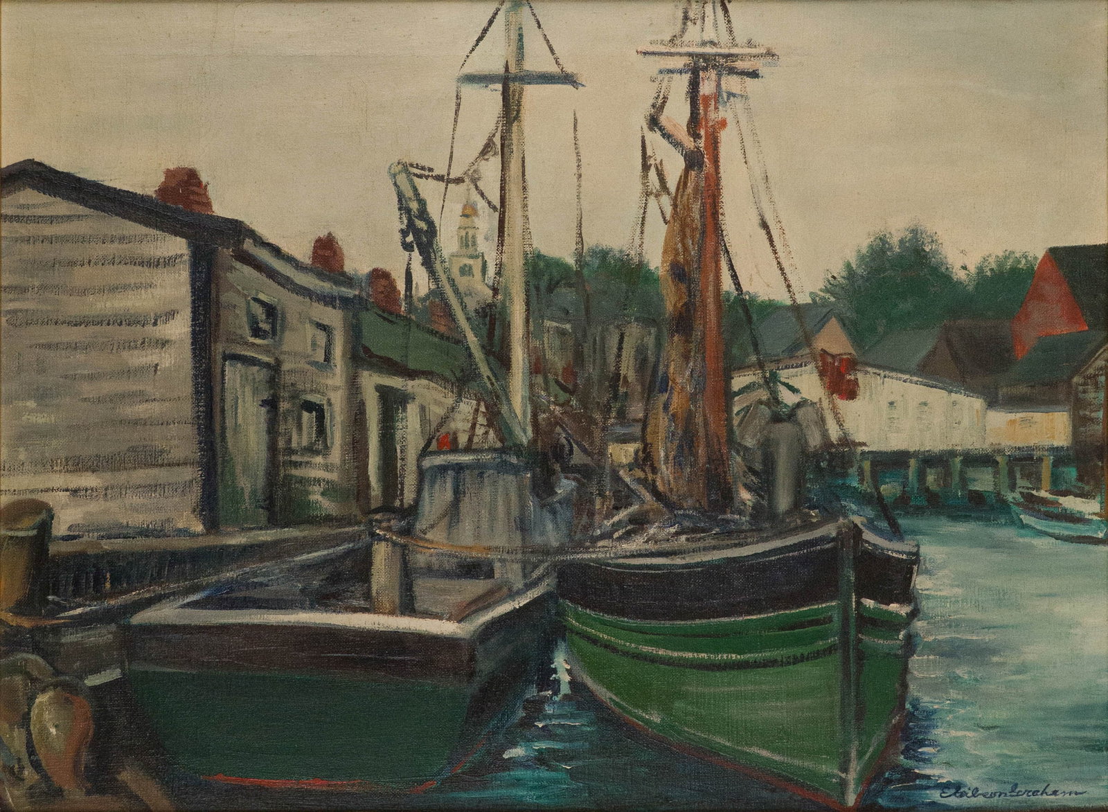 E. Graham, Nantucket Harbor Scene, Oil on Canvas (1 of 7)