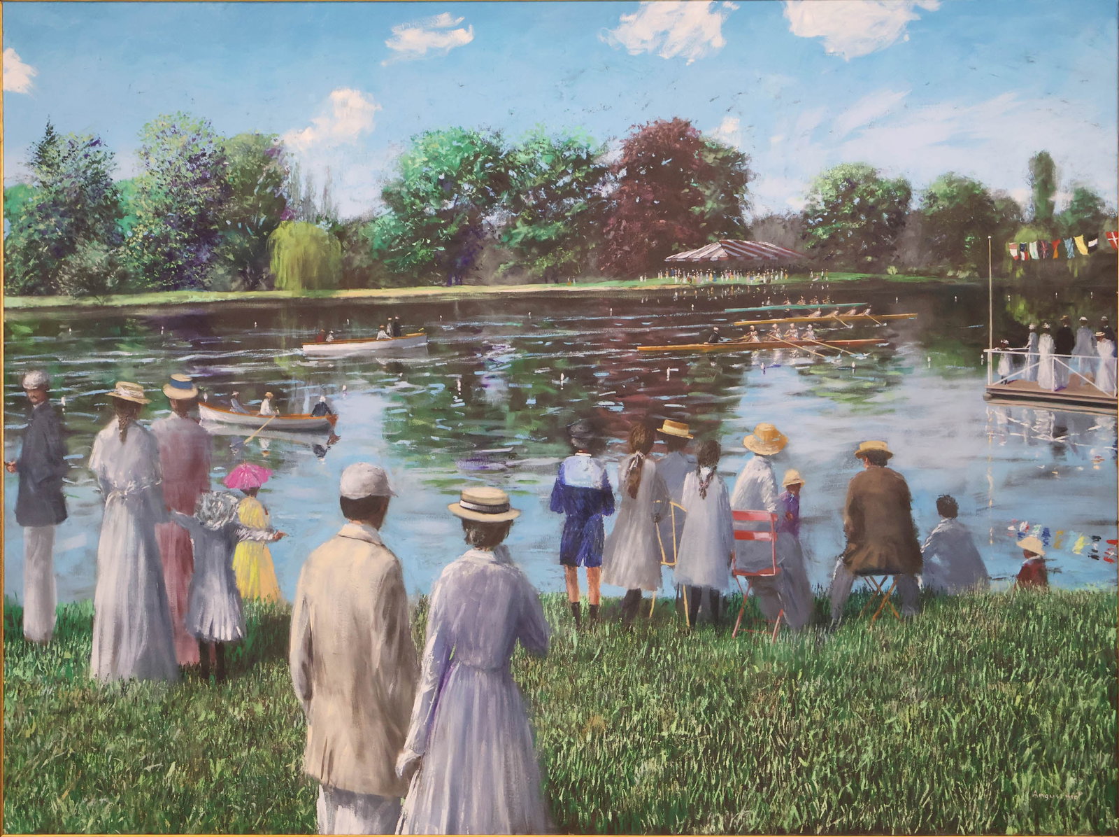 Scott Angus, American Scene, 1910, Oil on Canvas: Scott Angus American Scene, 1910 Oil on Canvas C. 1989-1990, commissions by Nordstroms, Inc. for Paramus, NJ. A personal salute to Ted Tuttle who believed-even after I missed the deadline, S.A. 2/13/9