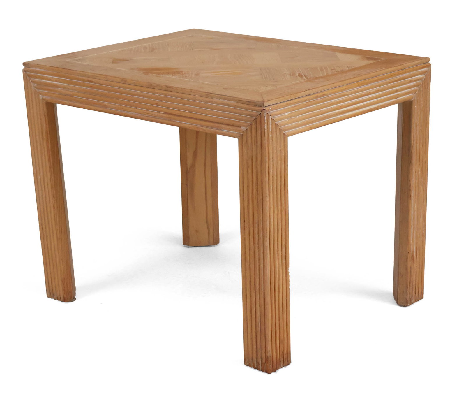 Mid-Century Modern Pickled Oak and Reeded Side Table (1 of 9)