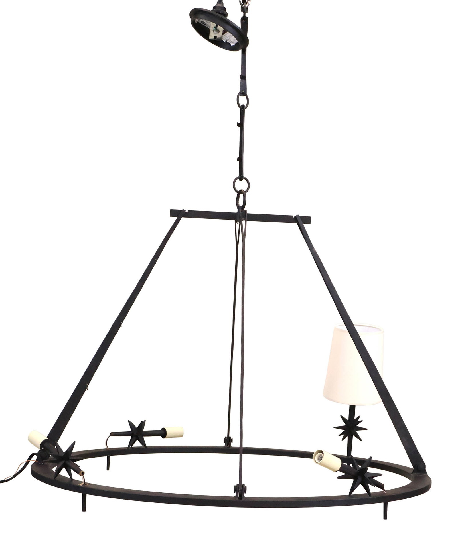 Modern Black Painted Metal Four Light Ceiling Fixture (1 of 9)