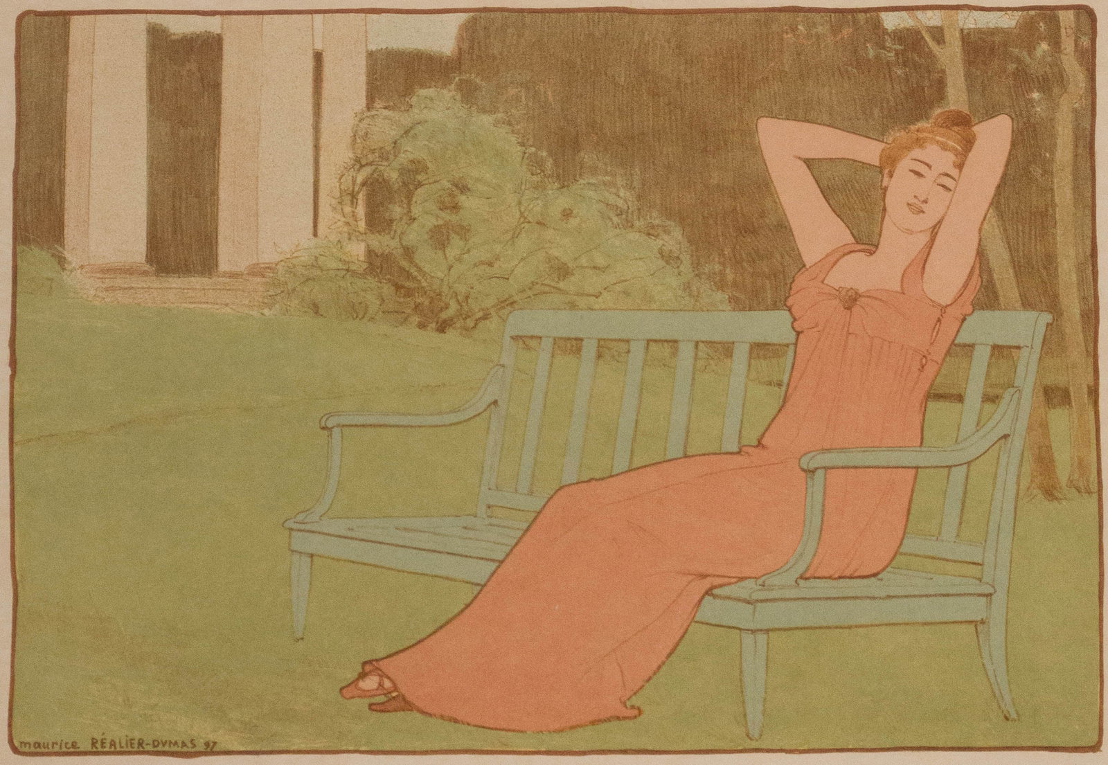 Maurice Realier-Dumas, French 1860-1928, Corinne, Lithograph: Maurice Realier-Dumas French, 1860-1928 Corinne Lithograph 1897, As published for L'Estampe moderne, no. 1, May 1897. Signed and dated on the plate, l.l. The blindstamp of the publisher (Lugt 2790),