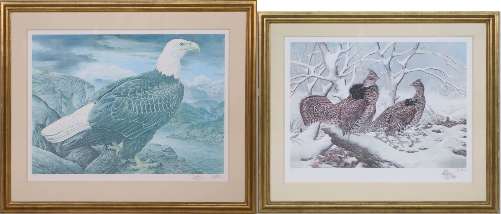 Basil Ede, British 1931-2016, Two Bird Prints: Basil Ede British, 1931-2016 Two Bird Prints The Bald Eagle and the Puffed Grouse. Each signed, numbered, and remarqued in the margin. Sights from 31 1/2"h x 41 1/4 to 44 1/2"h x 57"w Provenance: