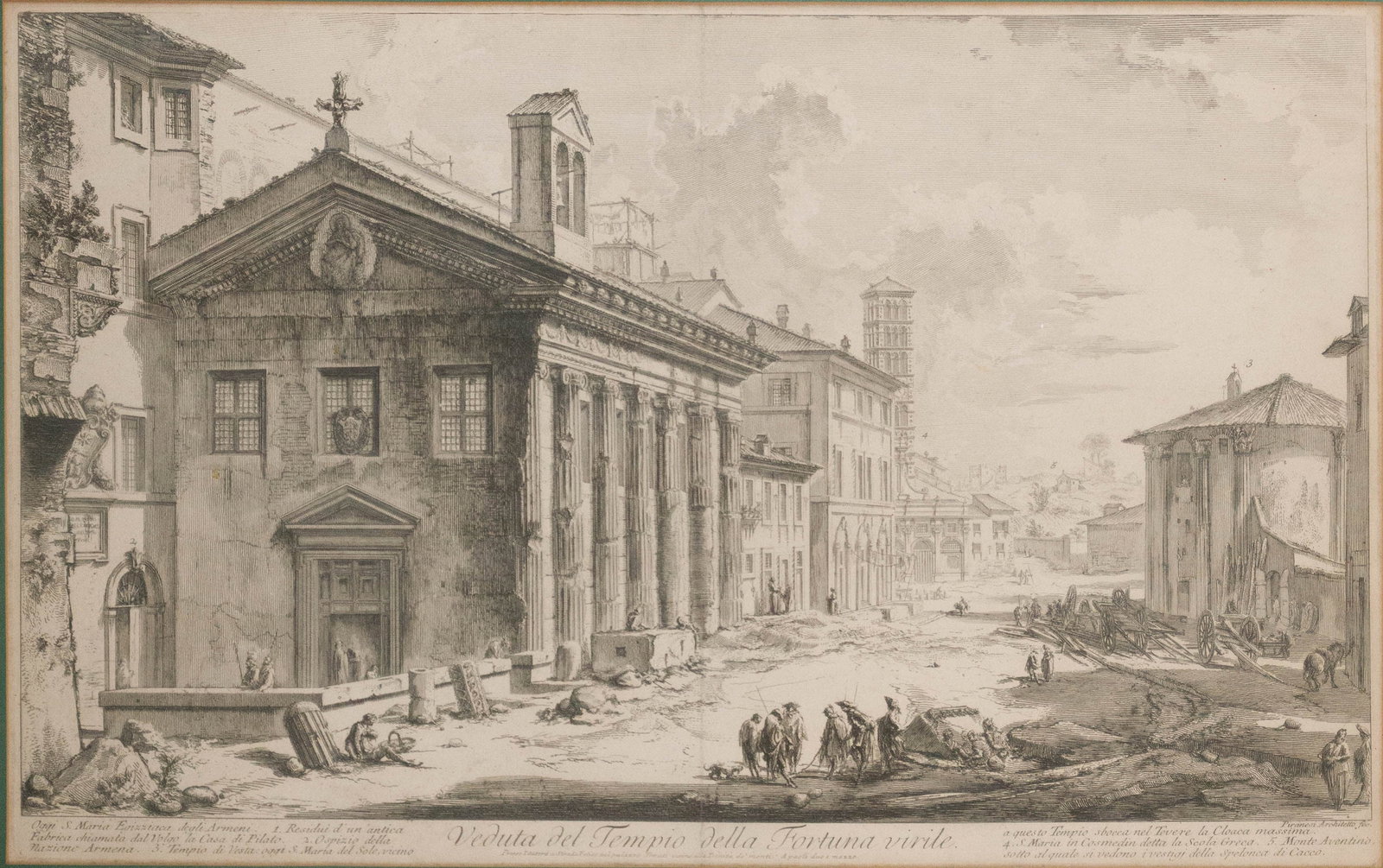 Giovanni Battista Piranesi, Italian 1720-1778, Veduta del Tempio della Fortuna virile, Engraving (1 of 5)
