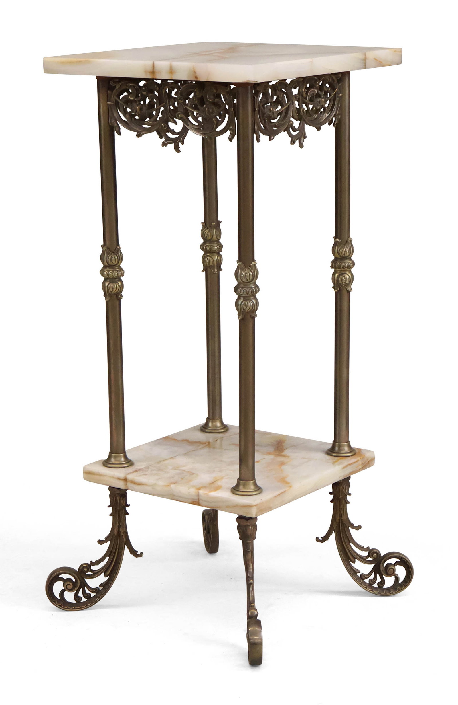 Victorian Onyx and Gilt Metal Tiered Plant Stand (1 of 11)