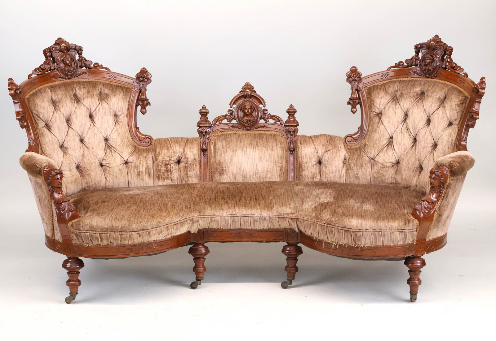 Victorian Highly Figured Mahogany Settee - 2