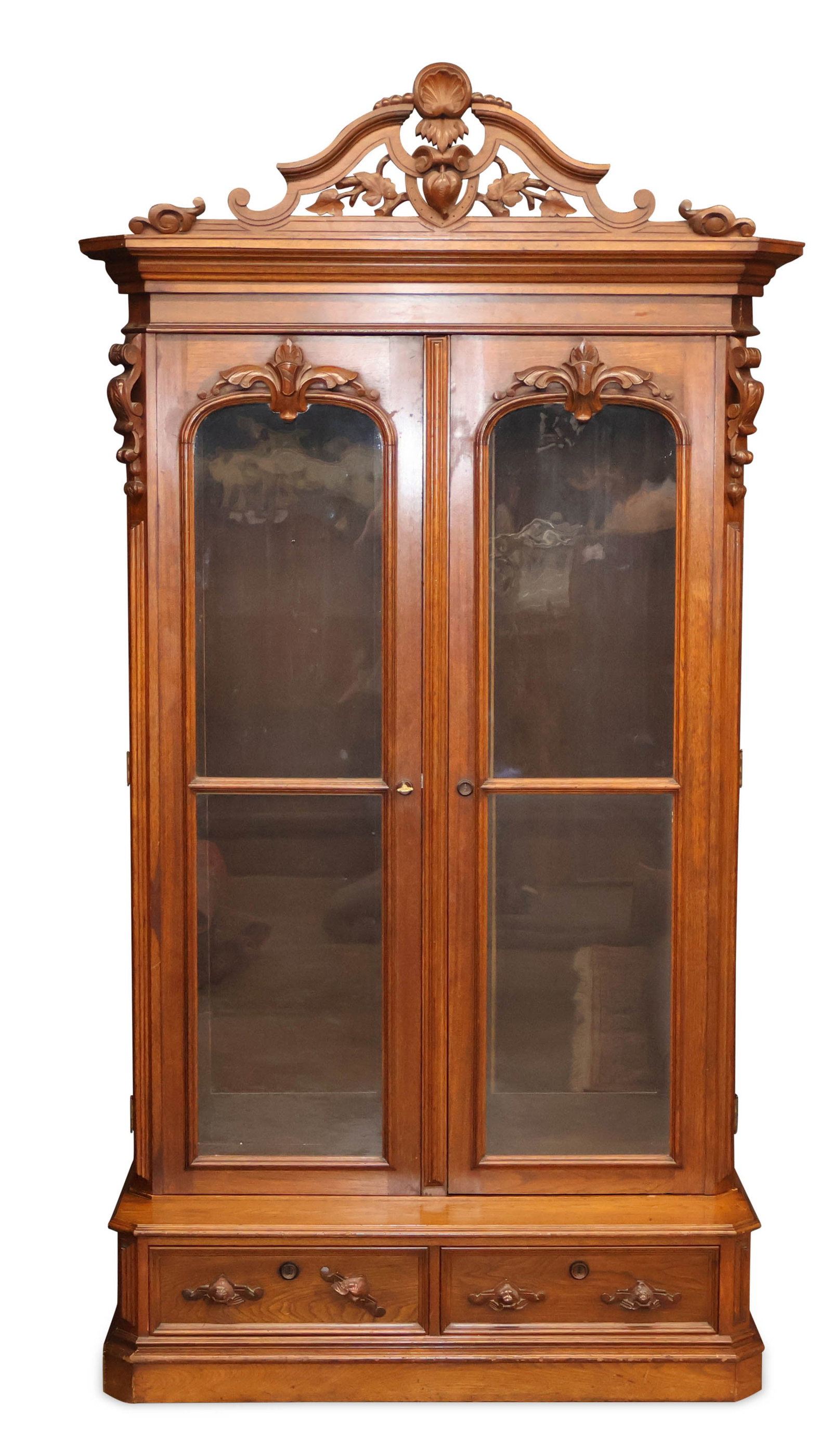Victorian Figured and Carved Oak Display Cabinet (1 of 17)