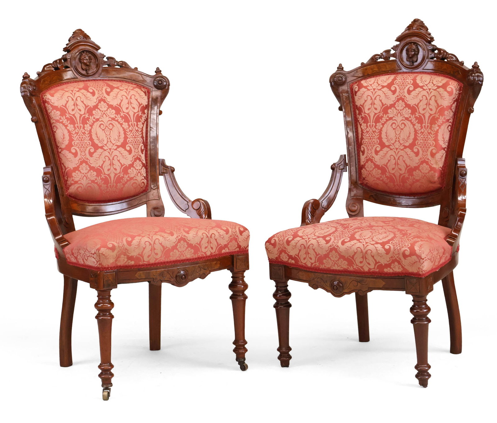 Pair of Victorian Carved Walnut Parlor Chairs (1 of 14)