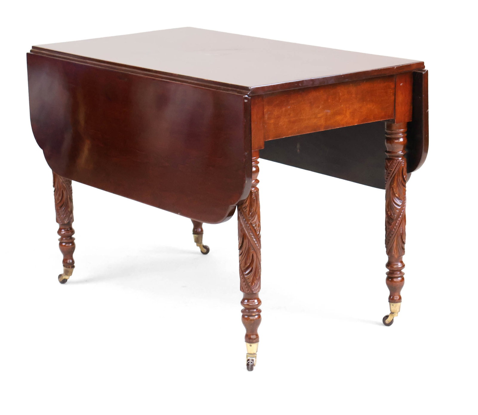 Classical Carved Mahogany Drop Leaf Table (1 of 13)