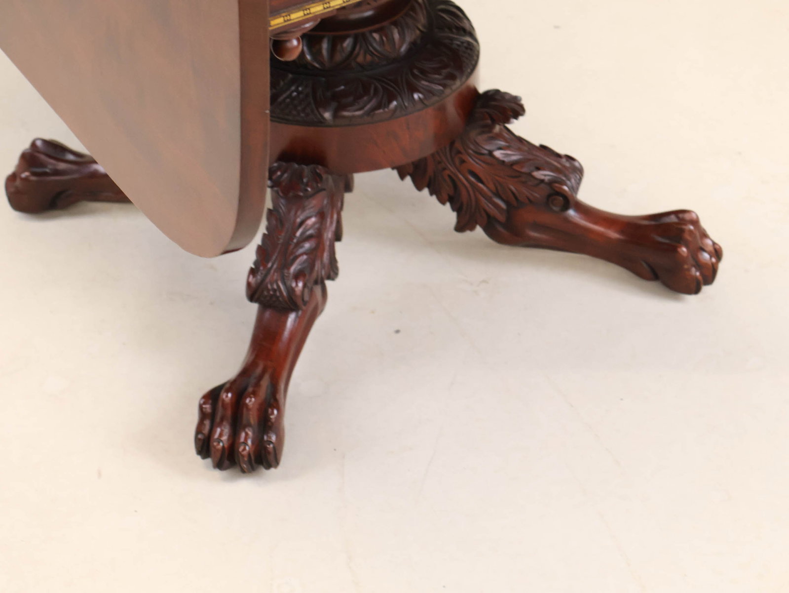 Classical Carved Mahogany Drop Leaf Table - 3