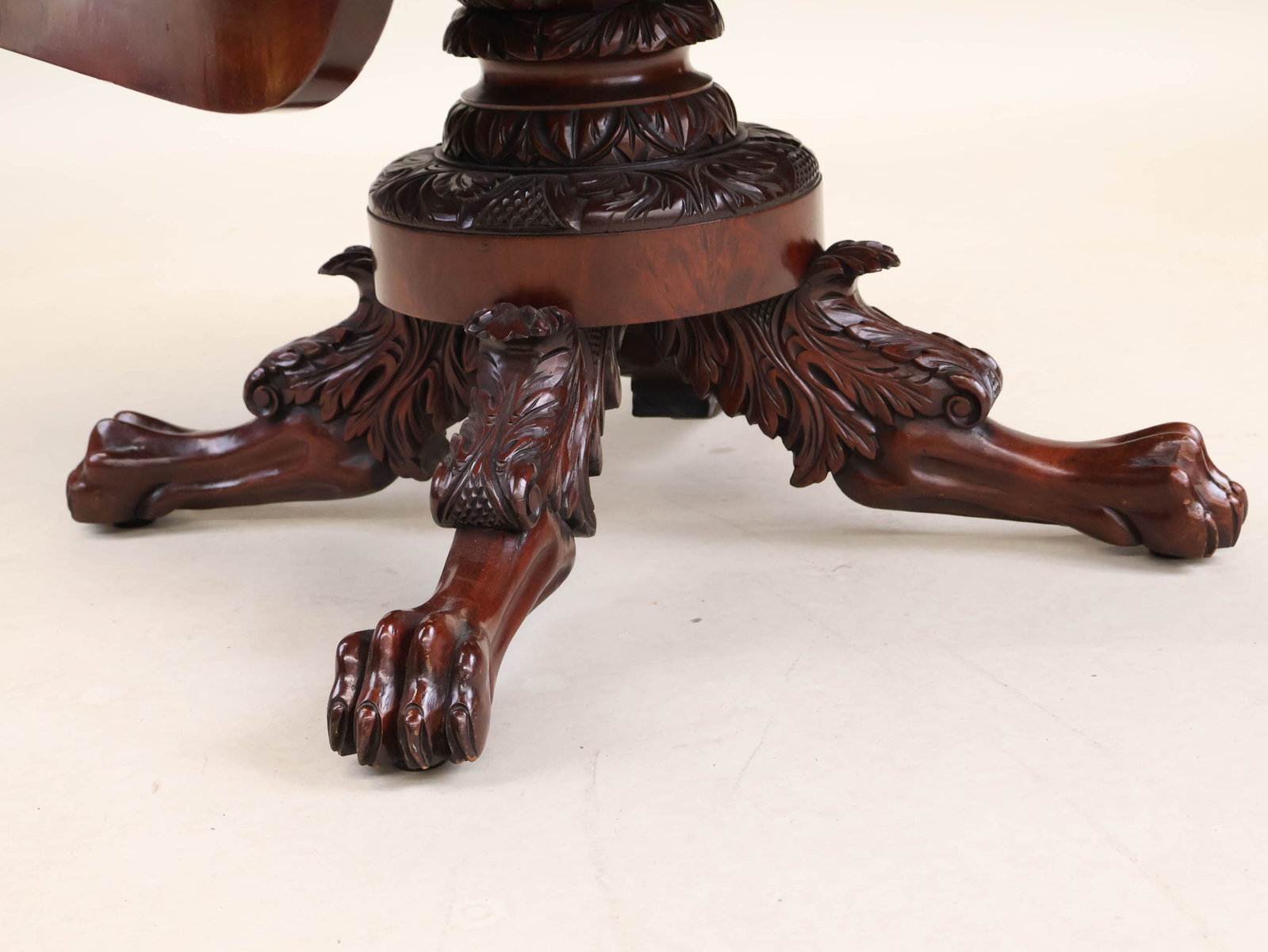 Classical Carved Mahogany Drop Leaf Table - 4