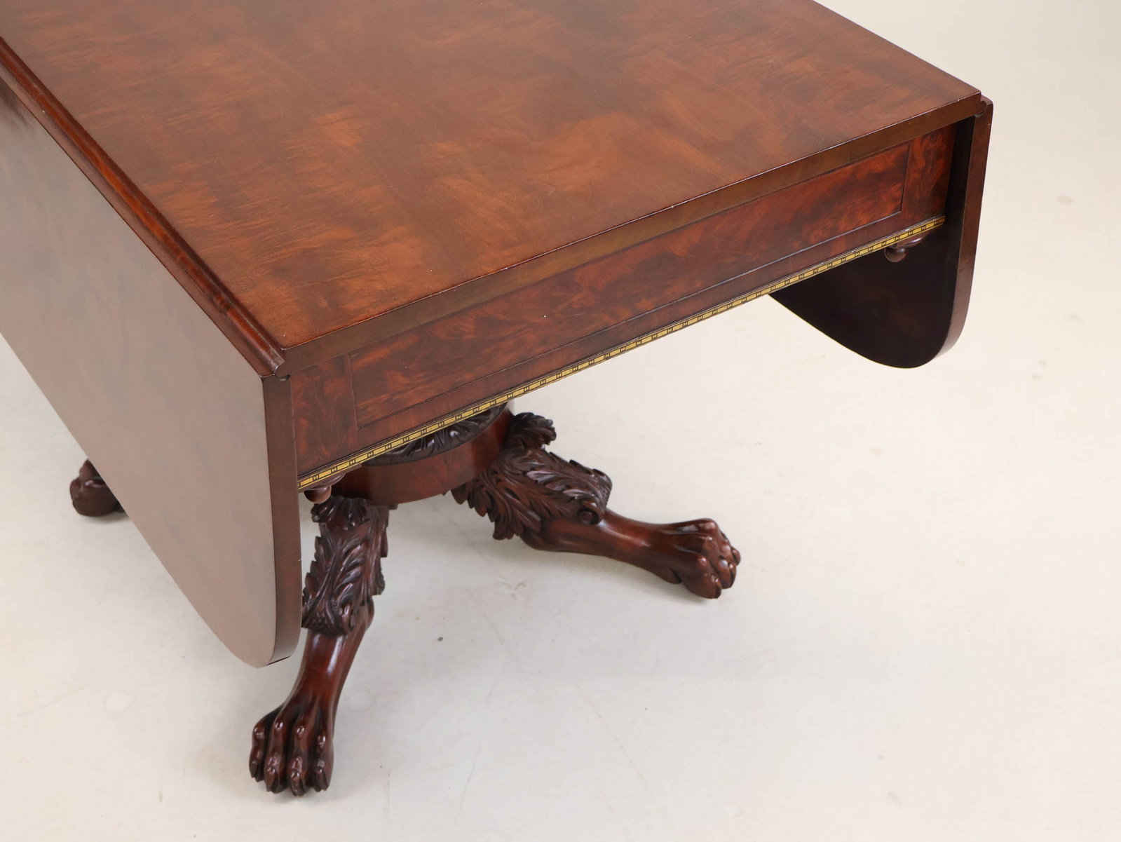 Classical Carved Mahogany Drop Leaf Table - 5