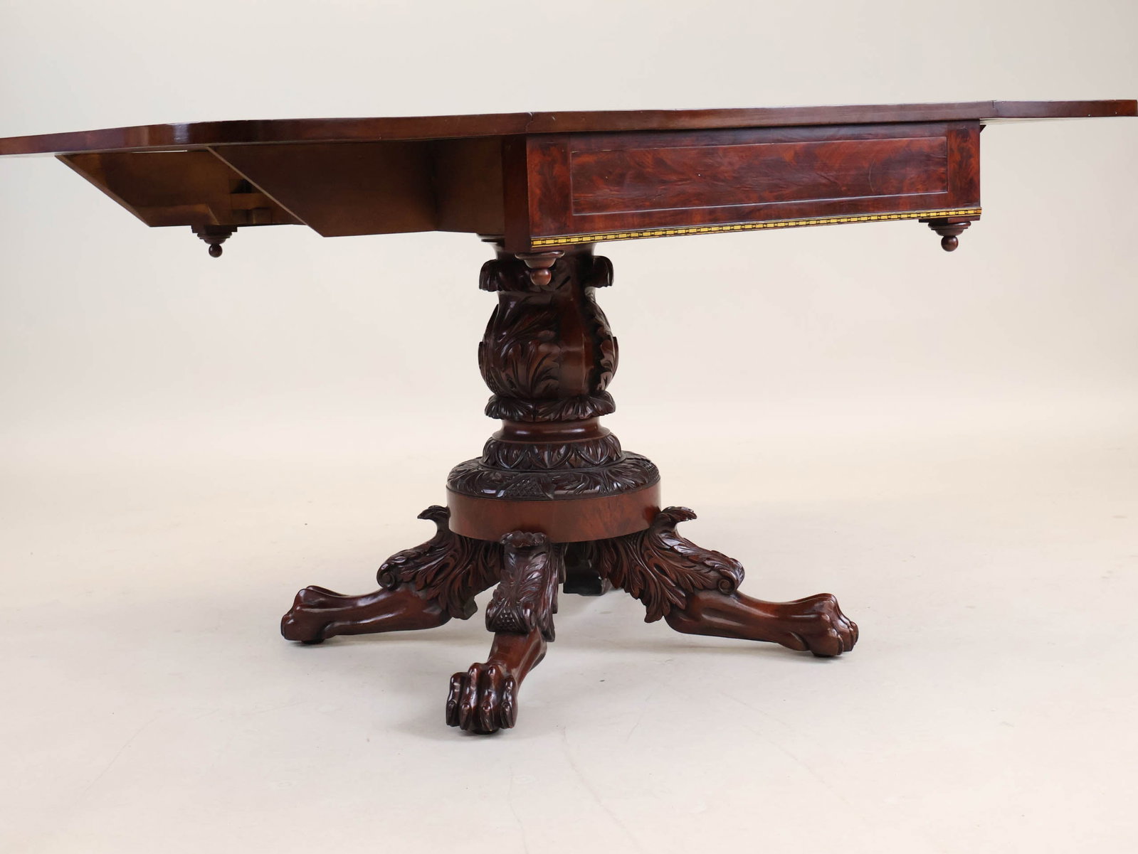 Classical Carved Mahogany Drop Leaf Table - 7