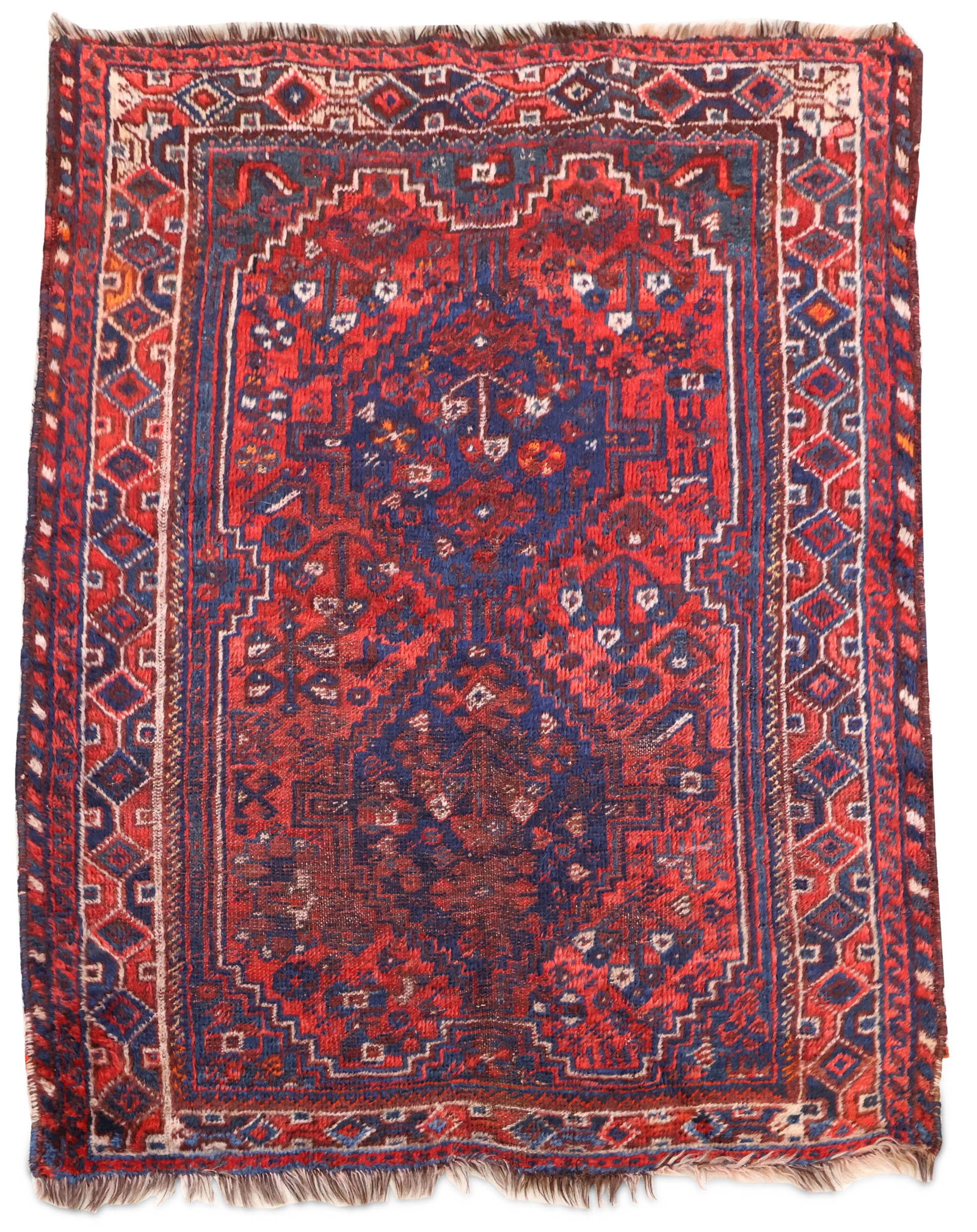 Shiraz Rug: Shiraz Rug Southwest Persia, first 1/4 20th C. Partial Ends, areas of wear. 60 x 45 in. (152.4 x 114.3 cm.)