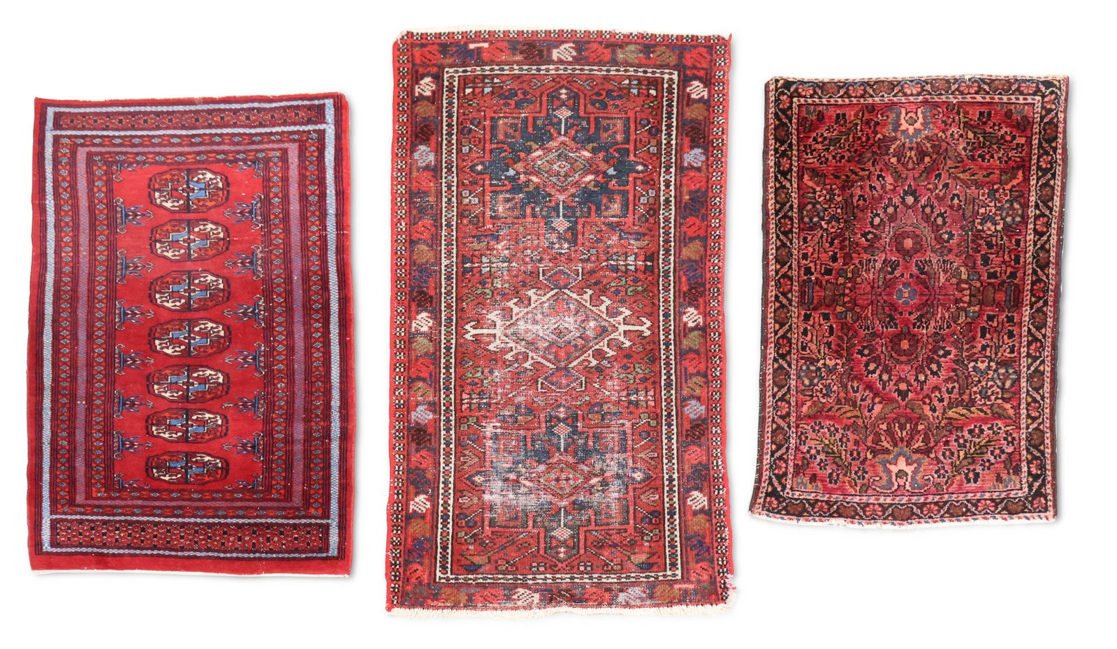 Pakistan Bokhara Rug, Karadja Rug, and Lilihan Rug: Pakistan Bokhara Rug, Karadja Rug, and Lilihan Rug Pakistan Bokhara – good condition Karadja – areas of wear, partial ends, reselvedged Lilihan – partial ends, areas of wear, color