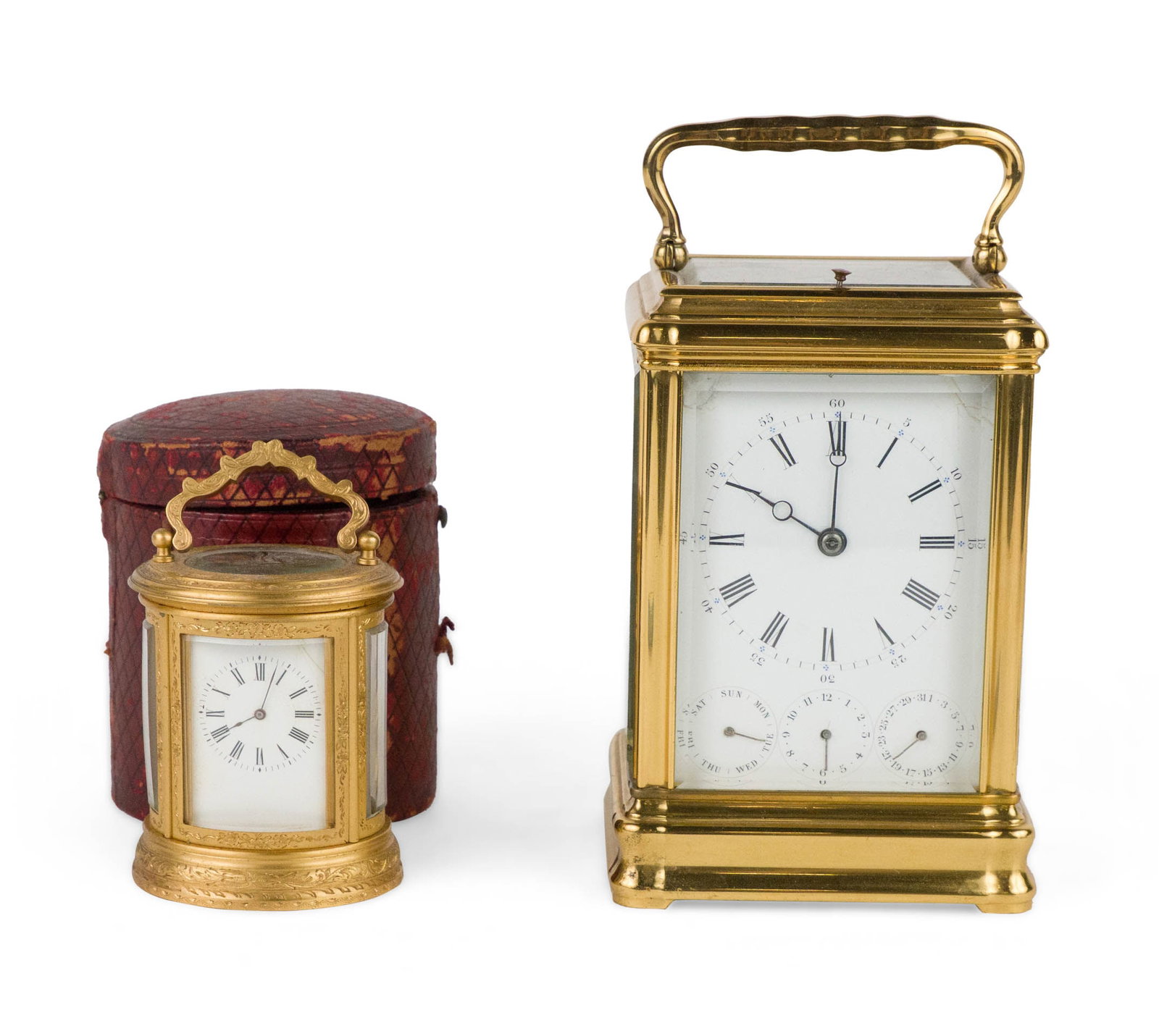 Two French Gilt Brass Carriage Clocks (1 of 9)