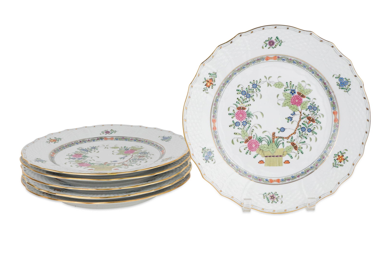 Six Herend "Indian Basket" Dinner Plates (1 of 7)