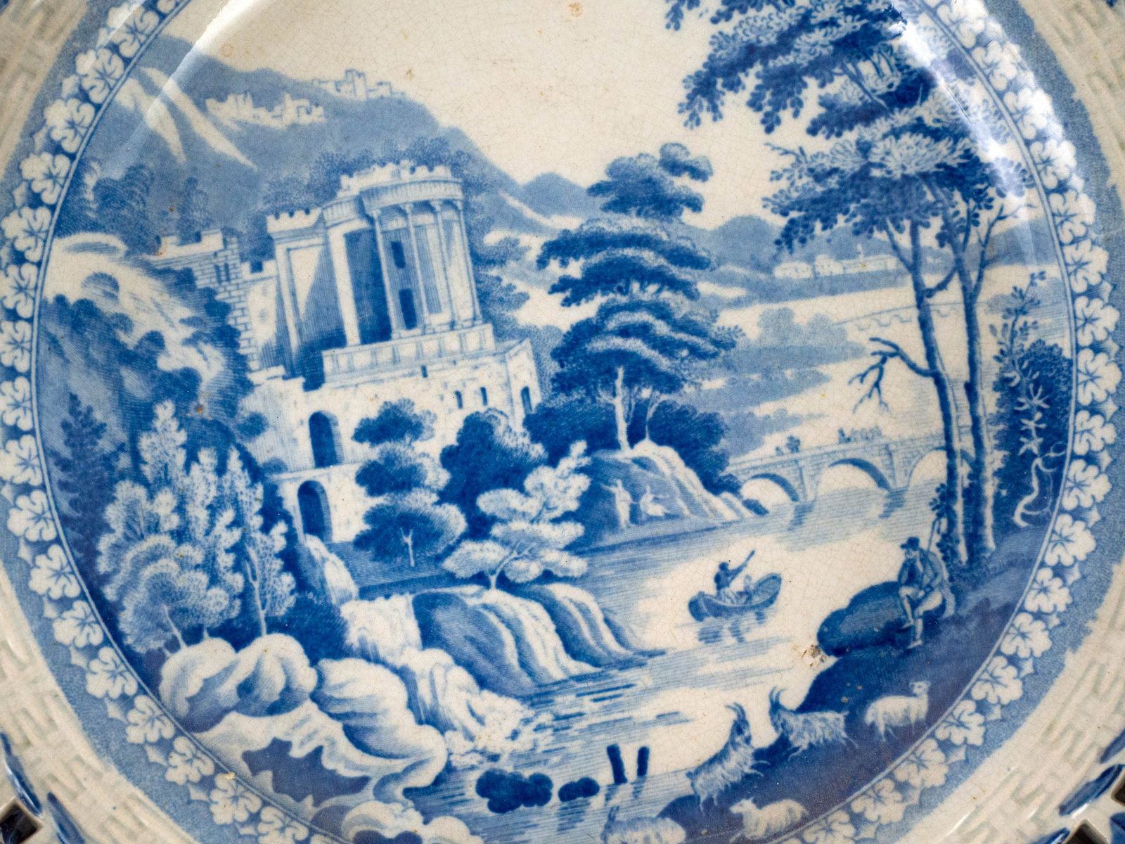 Thirteen Pearlware Reticulated Plates - 11