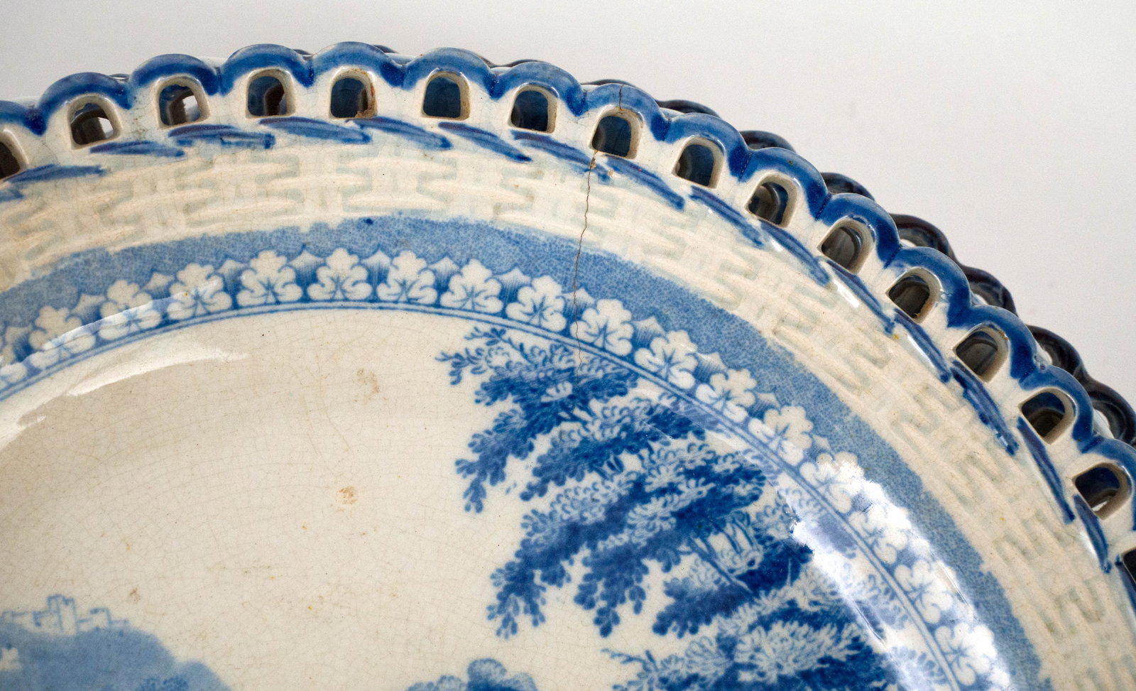 Thirteen Pearlware Reticulated Plates - 12