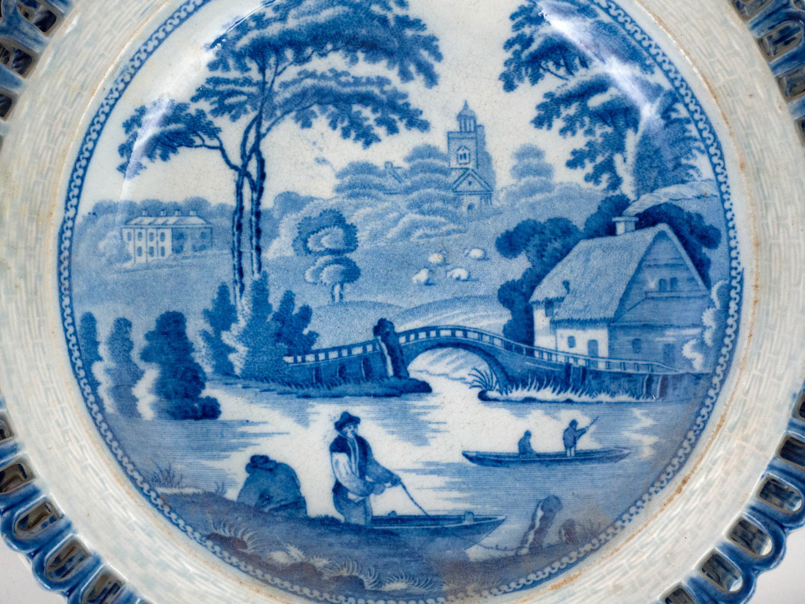 Thirteen Pearlware Reticulated Plates - 9