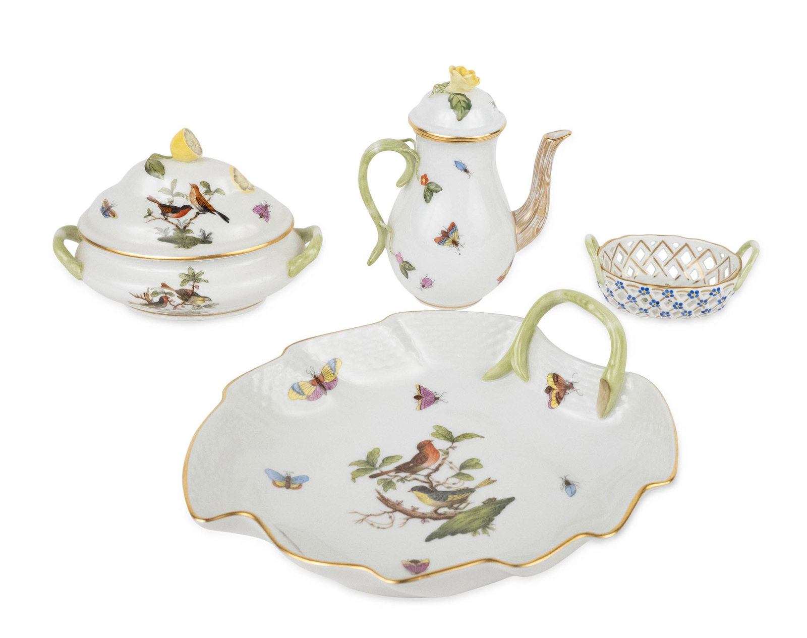 Four Herend Rothchild Bird Porcelain Table Articles (1 of 13)