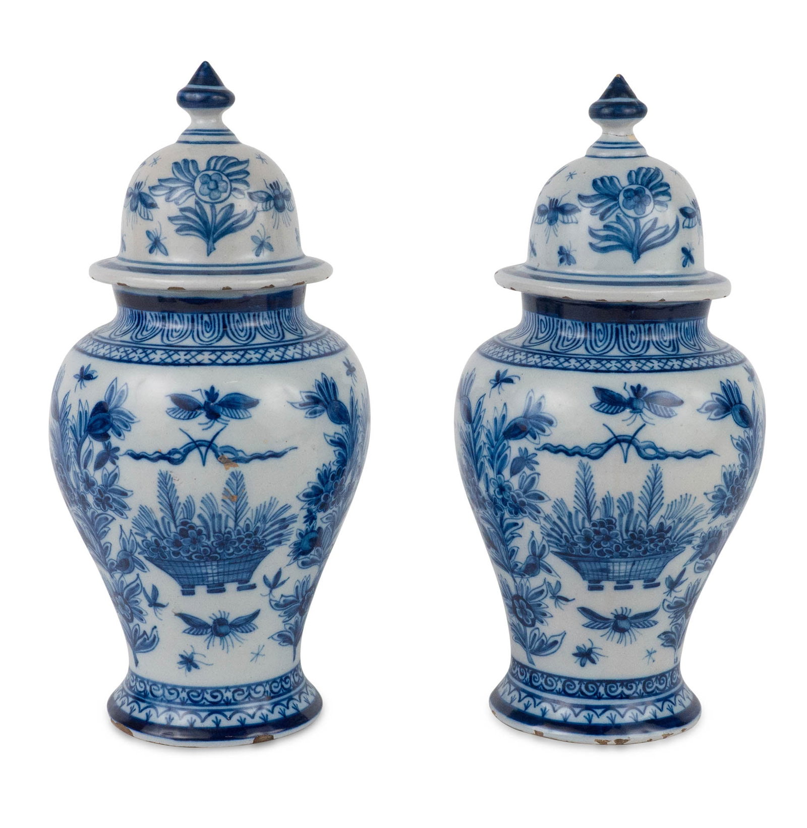 Pair of Delft Blue and White Covered Jars (1 of 11)