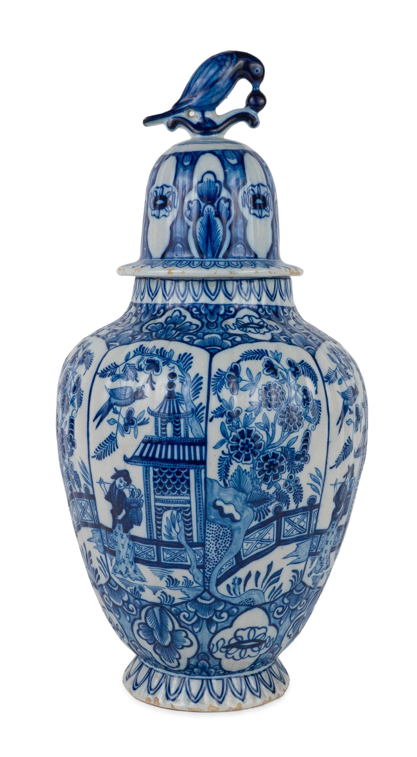 Chinoiserie Decorated Delft Blue and White Covered Jar (1 of 11)
