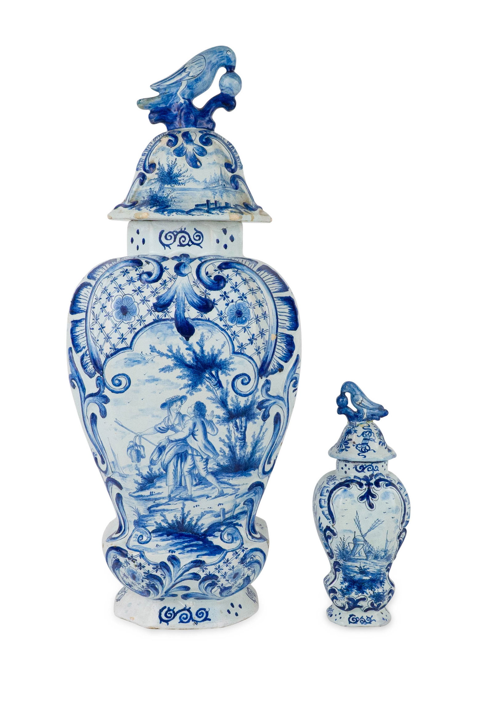 Two Delft Blue and White Covered Vases (1 of 15)