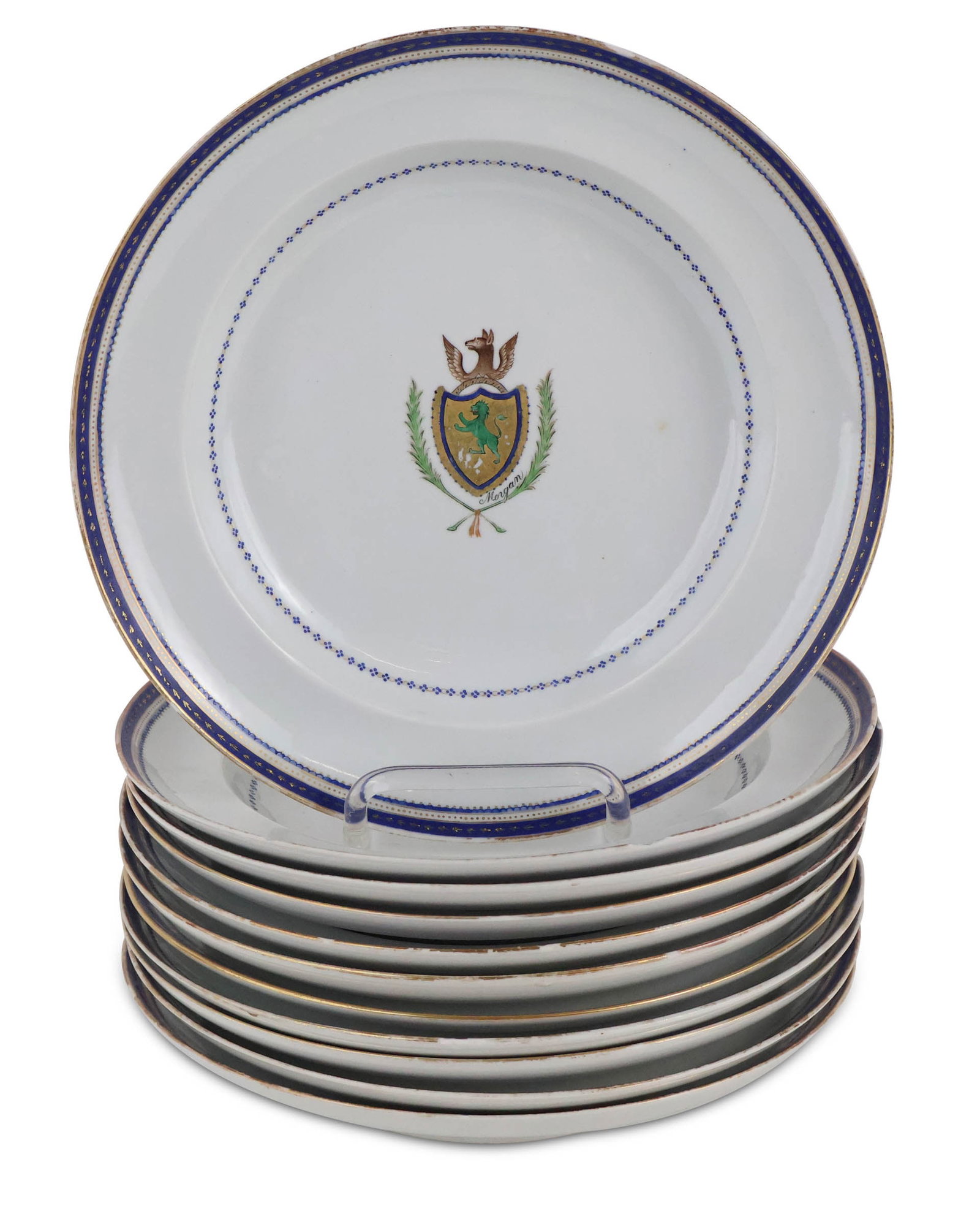 Eleven John Morgan (1753-1842) Family Chinese Export Armorial Soup Bowls (1 of 9)
