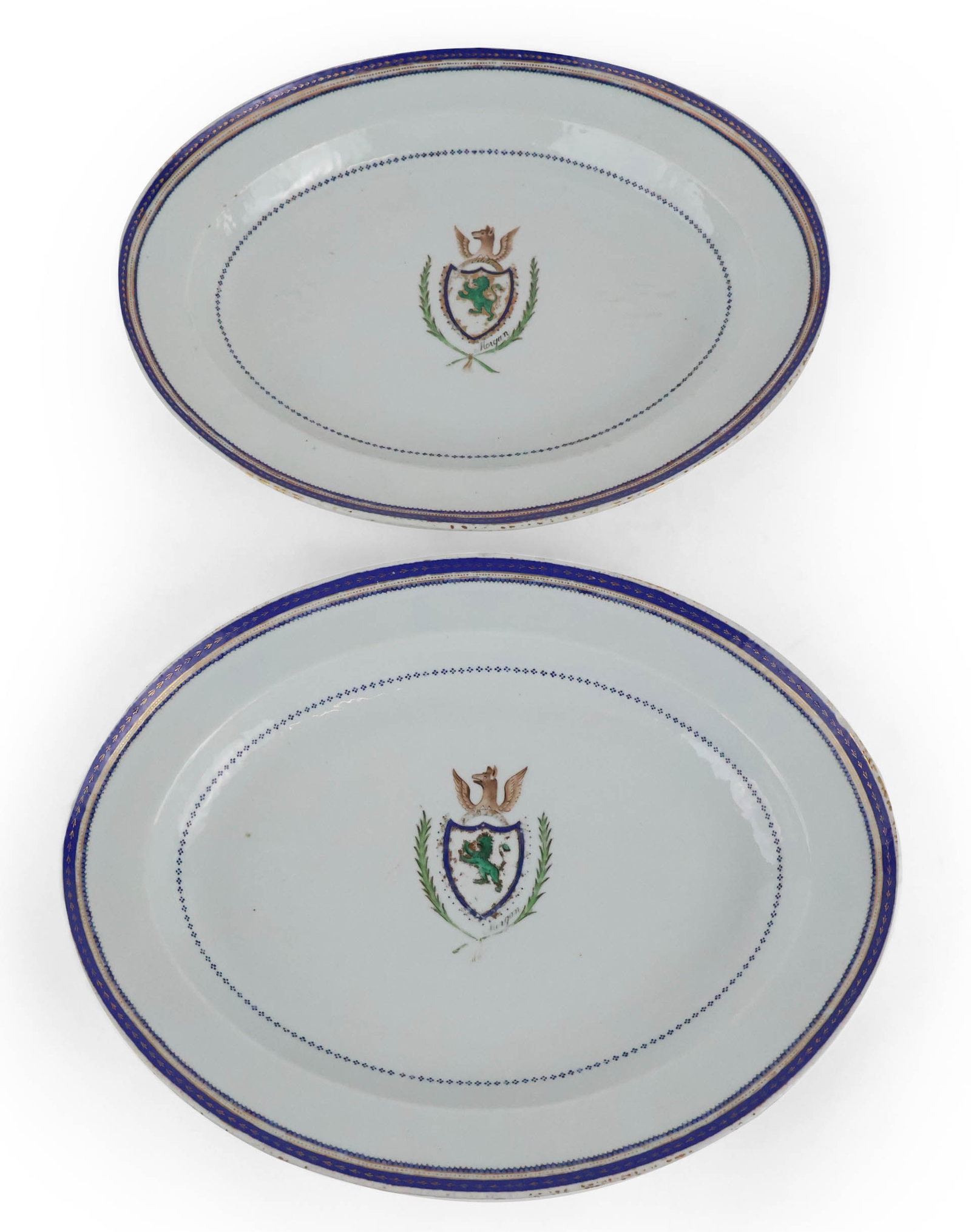 Two John Morgan(1753-1842) Family Chinese Export Armorial Platters (1 of 14)