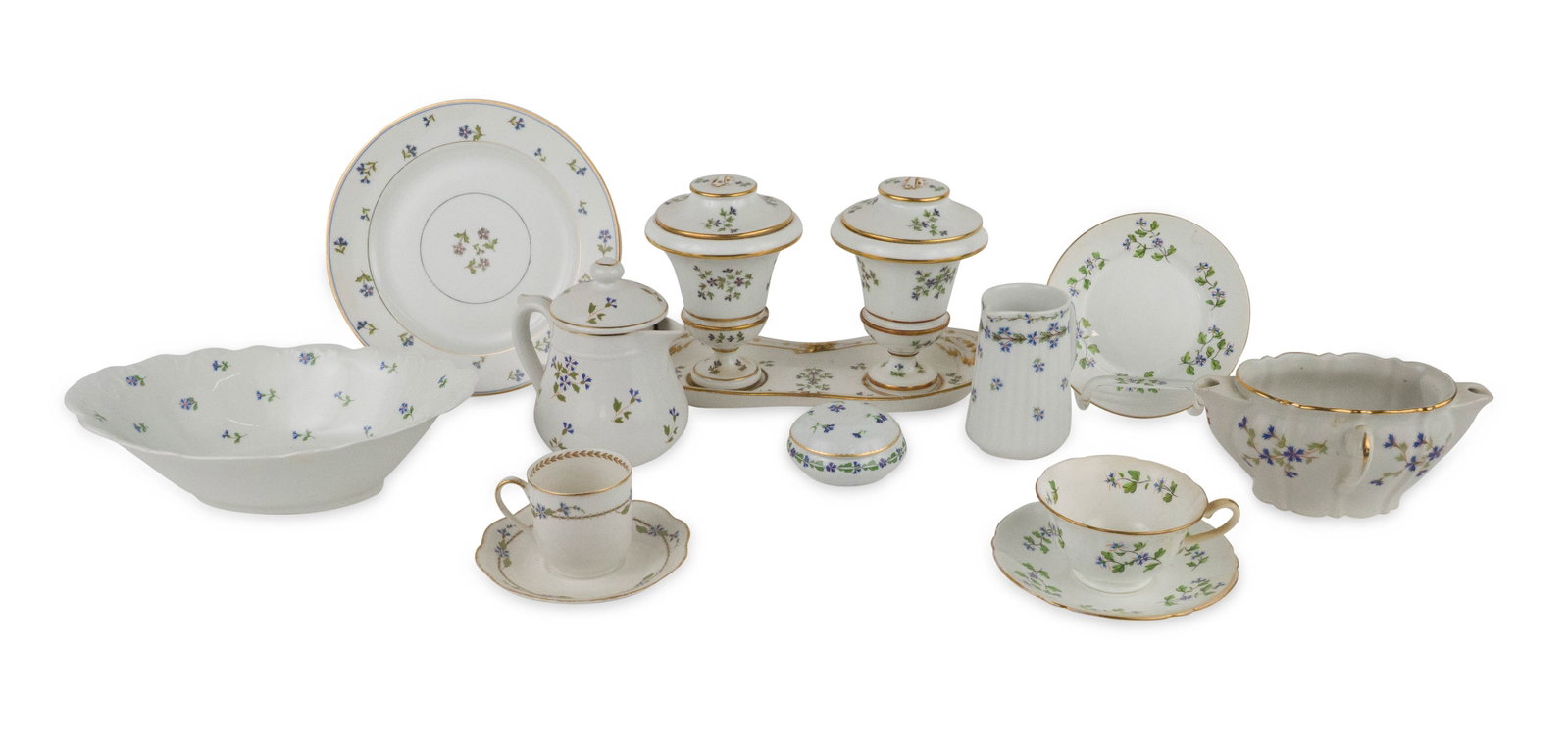 Group of Limoges Blue-Flower Decorated Porcelain Table Articles (1 of 15)