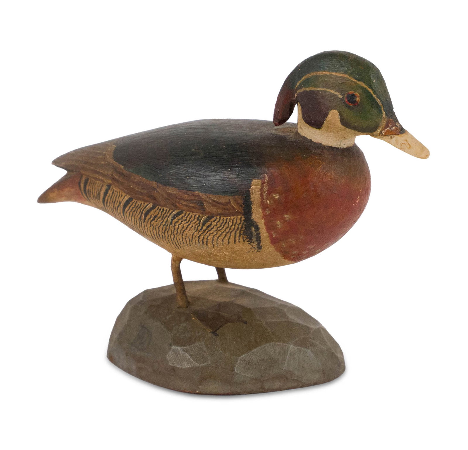 Miniature Wood Duck by A.J. Ditman: Miniature Wood Duck by A.J. Ditman New York, (1884-1974), signed on base. 3 x 4 1/4 x 2 in. (7.6 x 10.8 x 5.1 cm.)