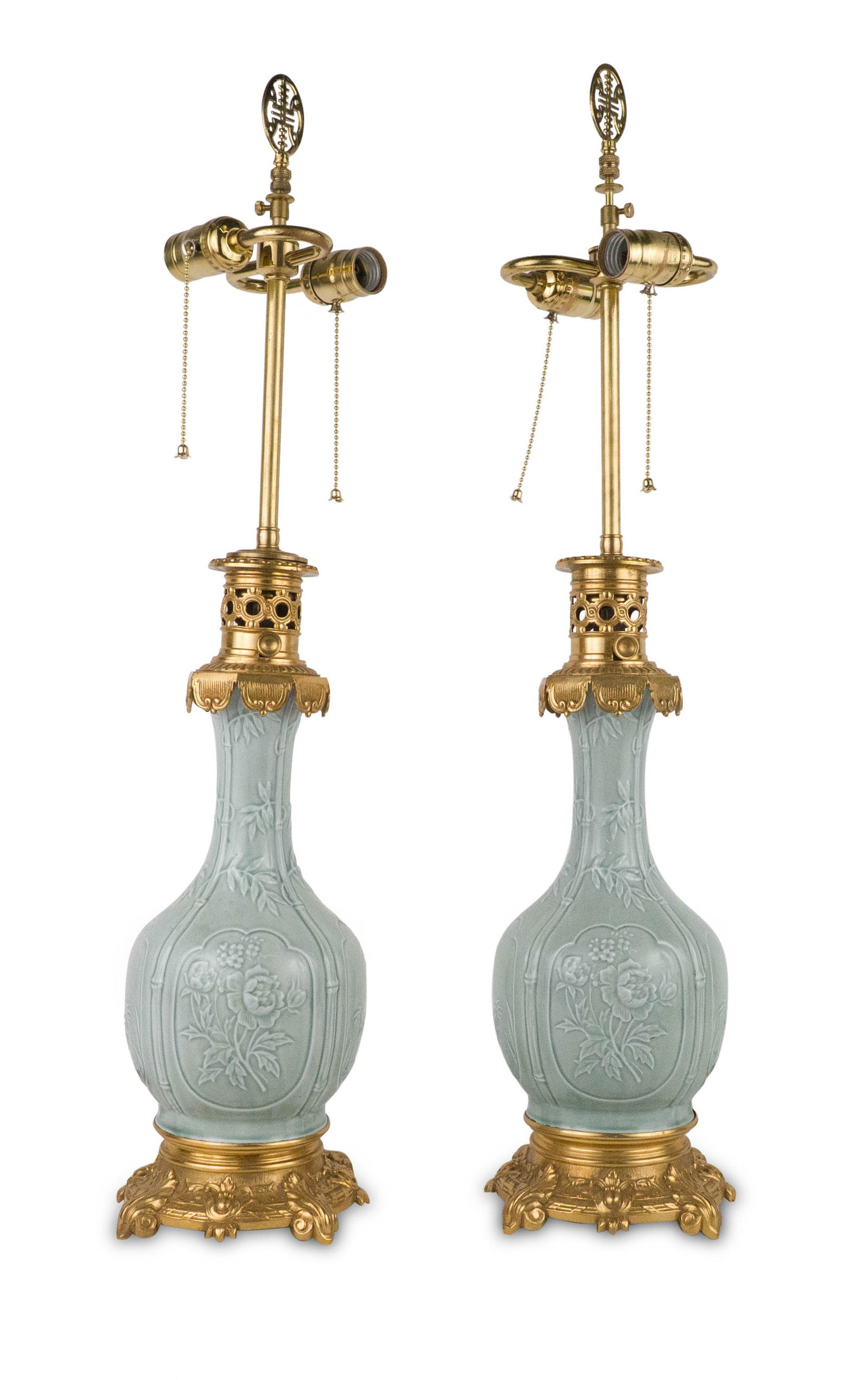 Pair of Ormolu-Mounted Celadon Table Lamps (1 of 10)