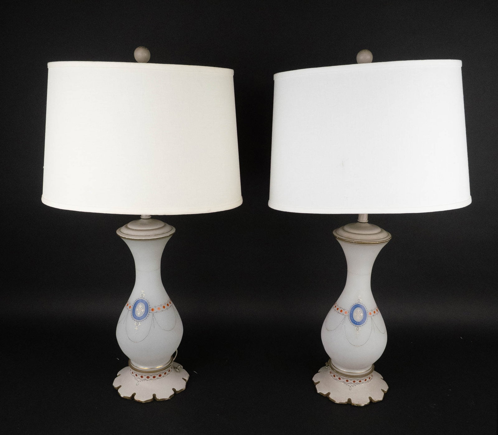 Pair of Napoleon III Opaline Glass Table Lamps (1 of 10)