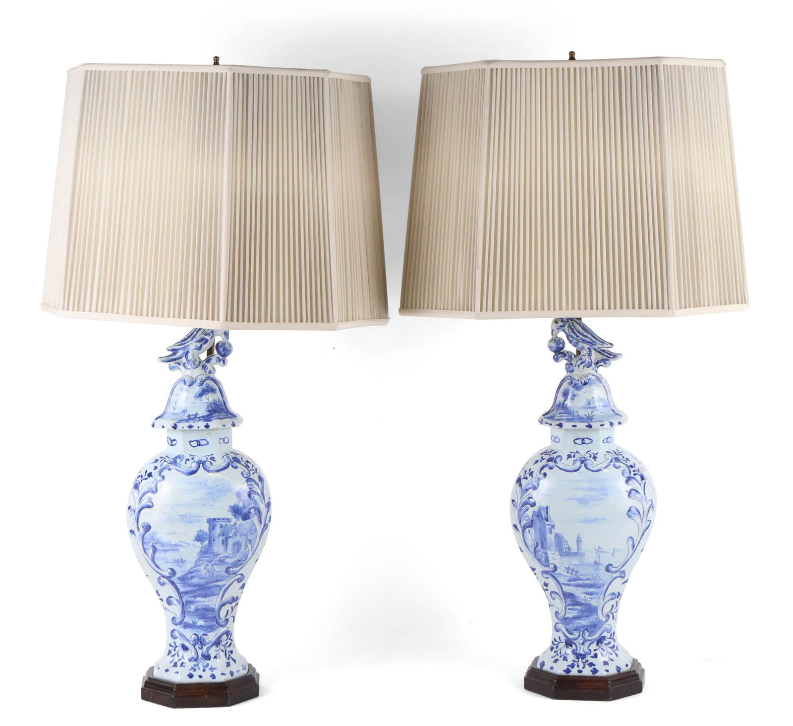 Pair of Delft Blue Vases, Mounted as Lamps (1 of 15)