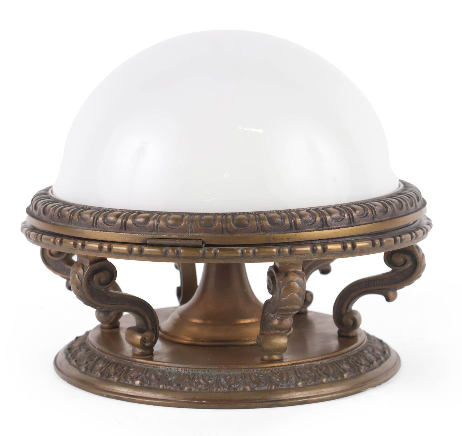 Vintage Milk Glass Flush Mount Ceiling Light: Vintage Milk Glass Flush Mount Ceiling Light 20th C. 9 x 10 3/4 in. (22.9 x 27.3 cm.)