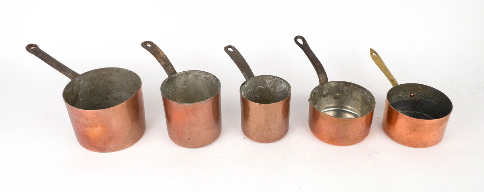 Five Small Copper Saucepots - 2