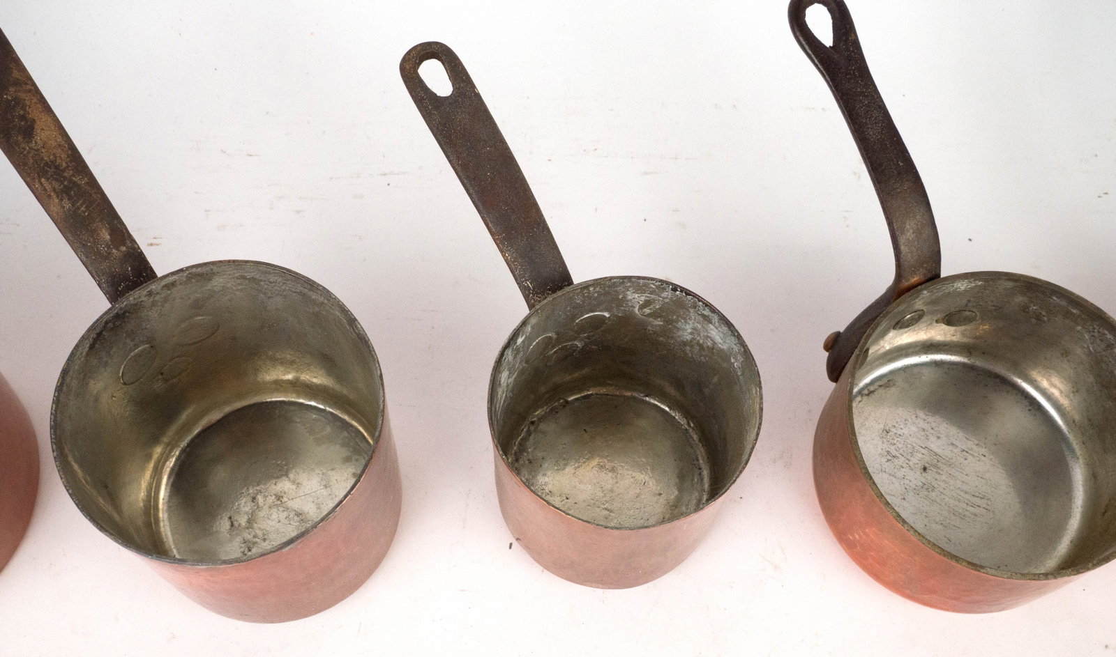 Five Small Copper Saucepots - 4