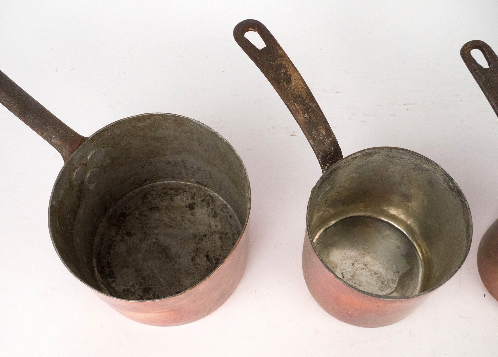Five Small Copper Saucepots - 5