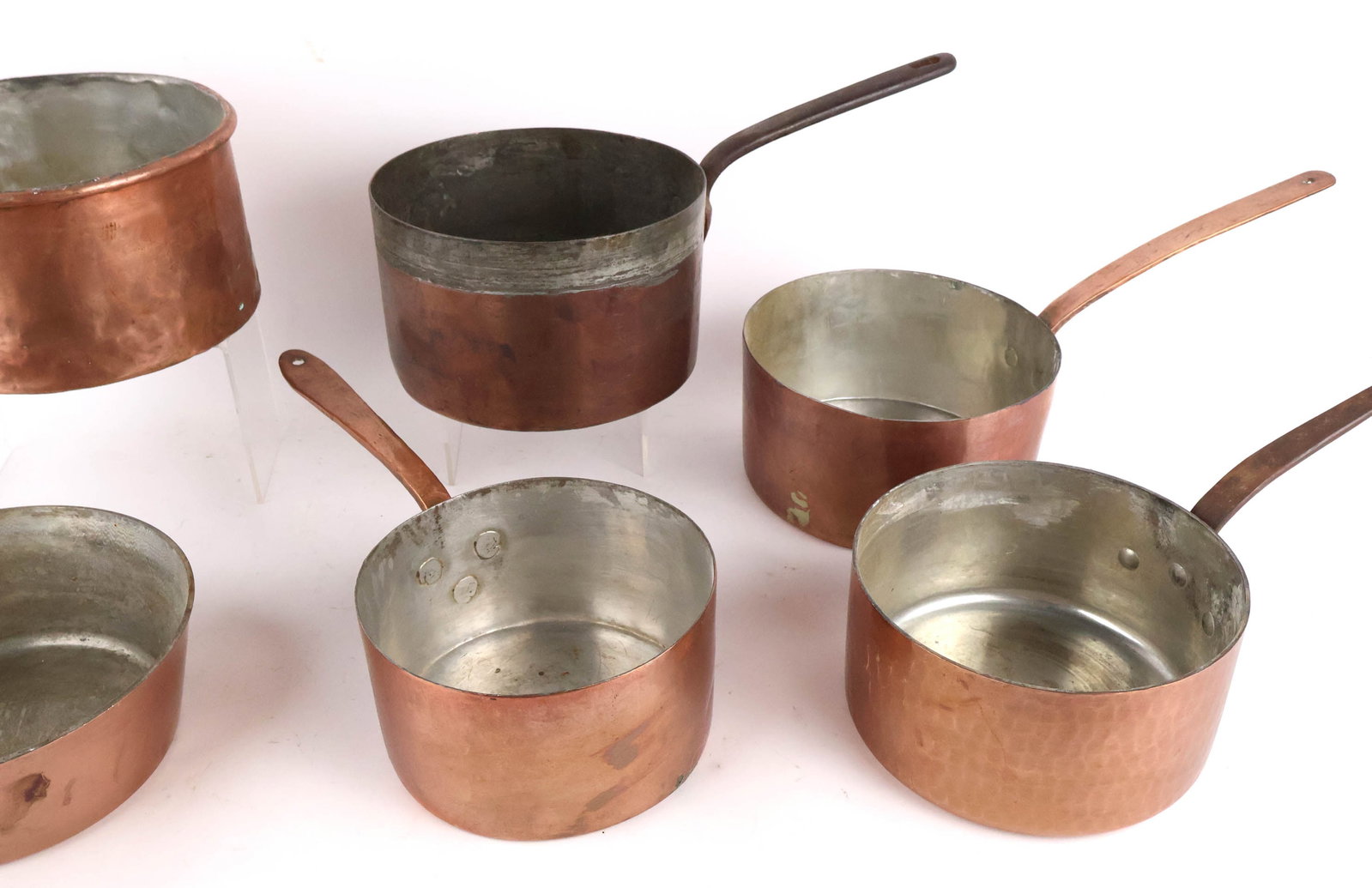 Six Copper Saucepots - 3